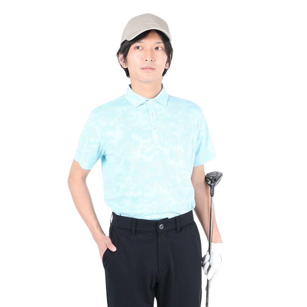 ＰＧ ゴルフウェア ポロシャツ ジャガード織り 403PG22EG2035 SAX Ｌ 42 ゴルフの大画像