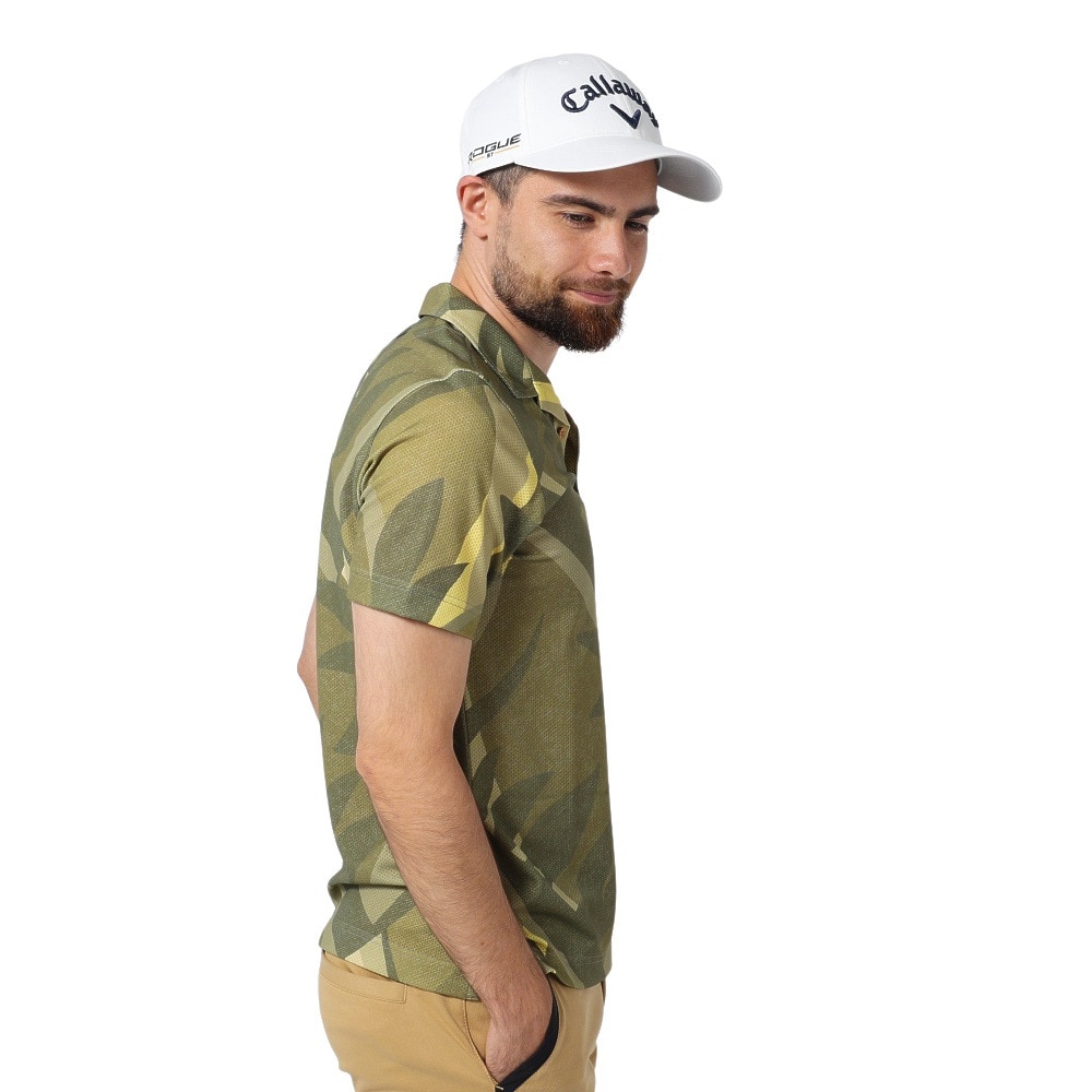 キャロウェイ（CALLAWAY）（メンズ）ゴルフウェア 吸汗 速乾 植物柄 ビックボタニカルプリントメッシュ 半袖 開襟 ポロシャツ C22134124-1060