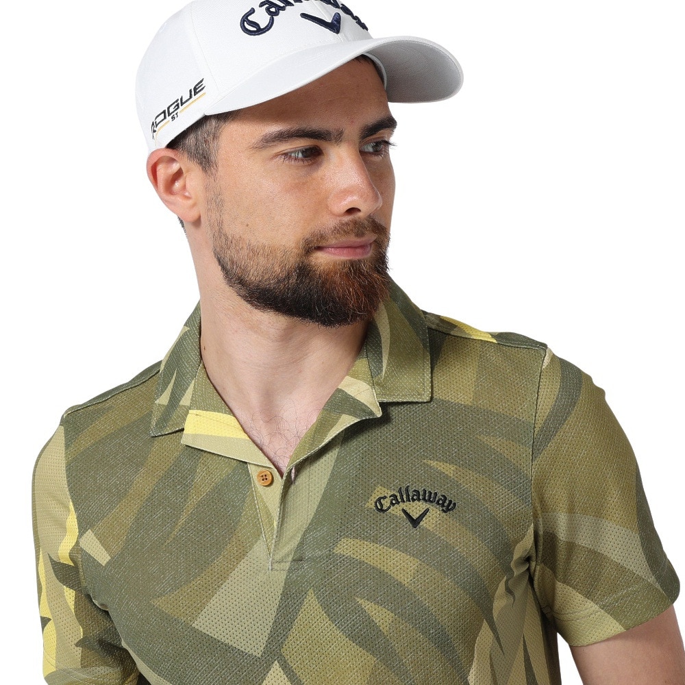 キャロウェイ（CALLAWAY）（メンズ）ゴルフウェア 吸汗 速乾 植物柄 ビックボタニカルプリントメッシュ 半袖 開襟 ポロシャツ C22134124-1060
