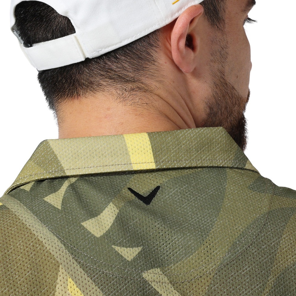 キャロウェイ（CALLAWAY）（メンズ）ゴルフウェア 吸汗 速乾 植物柄 ビックボタニカルプリントメッシュ 半袖 開襟 ポロシャツ C22134124-1060