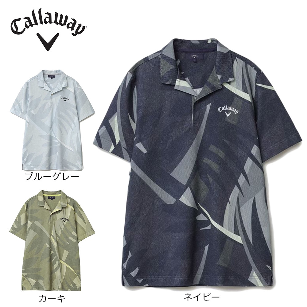 キャロウェイ（CALLAWAY）（メンズ）ゴルフウェア 吸汗 速乾 植物柄 ビックボタニカルプリントメッシュ 半袖 開襟 ポロシャツ C22134124-1120