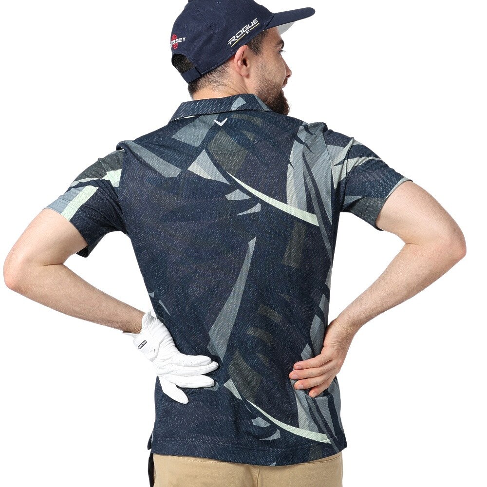 キャロウェイ（CALLAWAY）（メンズ）ゴルフウェア 吸汗 速乾 植物柄 ビックボタニカルプリントメッシュ 半袖 開襟 ポロシャツ C22134124-1120