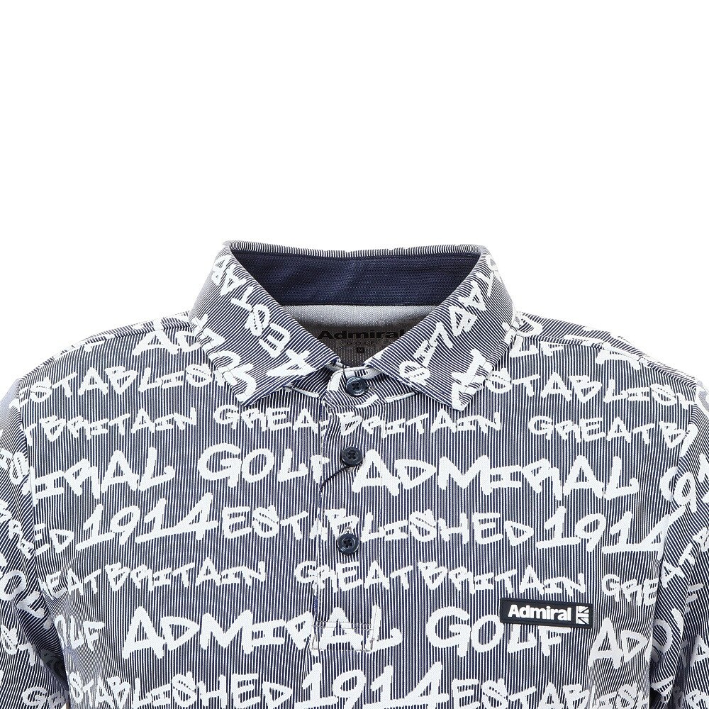アドミラル ゴルフ（Admiral GOLF）（メンズ）ゴルフウェア アートロゴ ストライプ半袖ポロシャツ ADMA244-NVY
