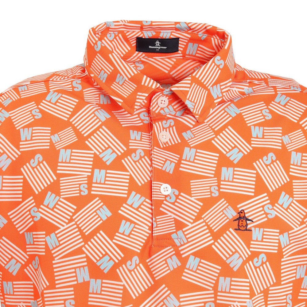 マンシングウエア（MUNSING WEAR）（メンズ）ゴルフウェア 星条旗プリント半袖シャツ MGMTJA03CH OR00