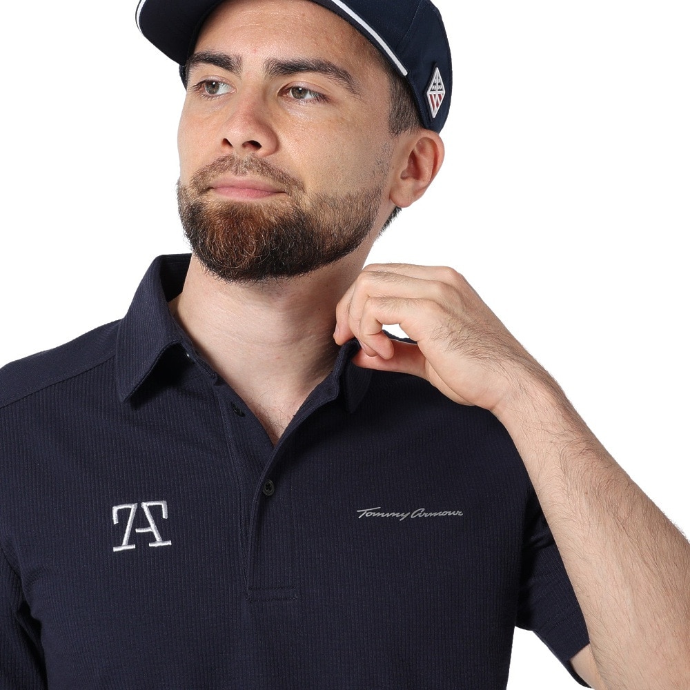 トミーアーマー（Tommy Armour）（メンズ）ゴルフウェア 吸水 速乾 ストレッチサッカー 半袖ポロシャツ TANB22S032146 NVY