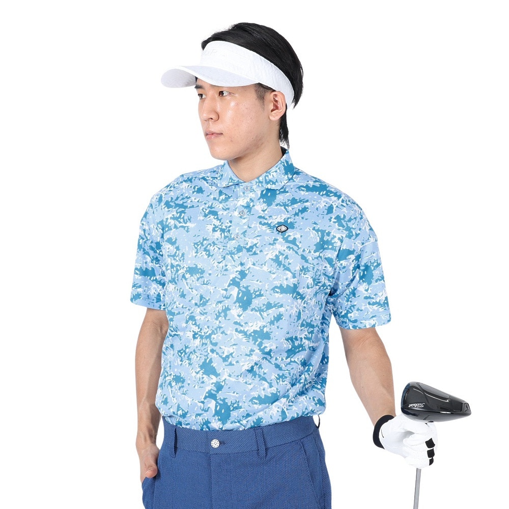 フィドラ（FIDRA）（メンズ）ゴルフウェア 冷感 吸汗速乾 氷撃プリント 半袖ポロシャツ FD5MTG32 BLU. ゴルフ用品はヴィクトリア ゴルフ