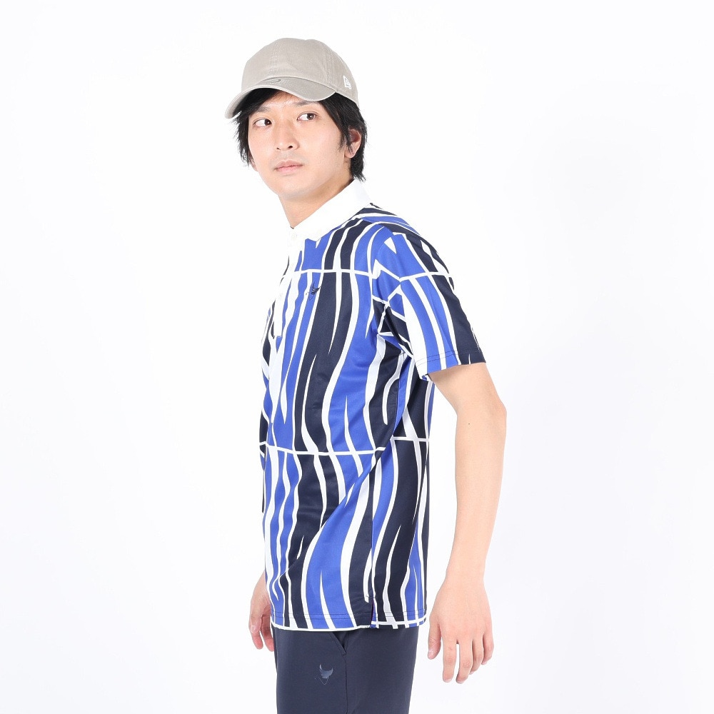 クランク（CLUNK）（メンズ）ゴルフウェア 冷感 吸汗速乾 氷撃総柄PT 半袖ポロシャツ CL5MTG21 BLU.