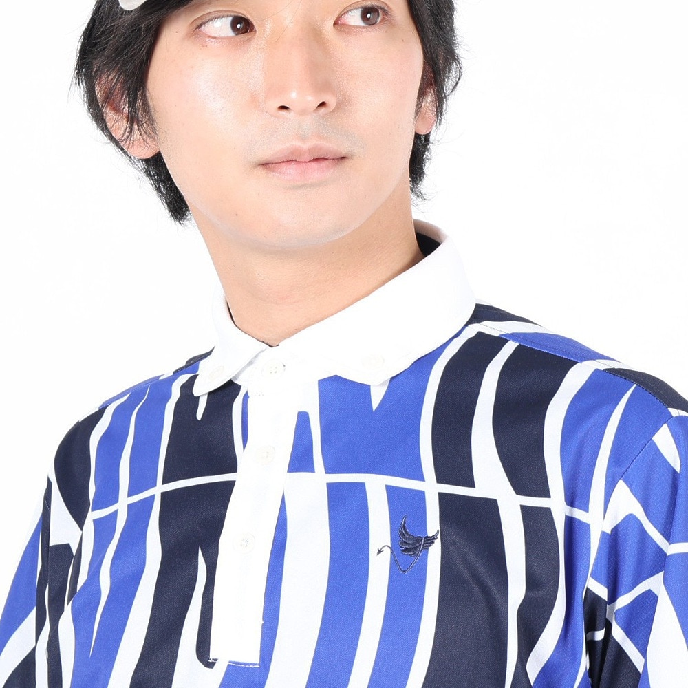 クランク（CLUNK）（メンズ）ゴルフウェア 冷感 吸汗速乾 氷撃総柄PT 半袖ポロシャツ CL5MTG21 BLU.