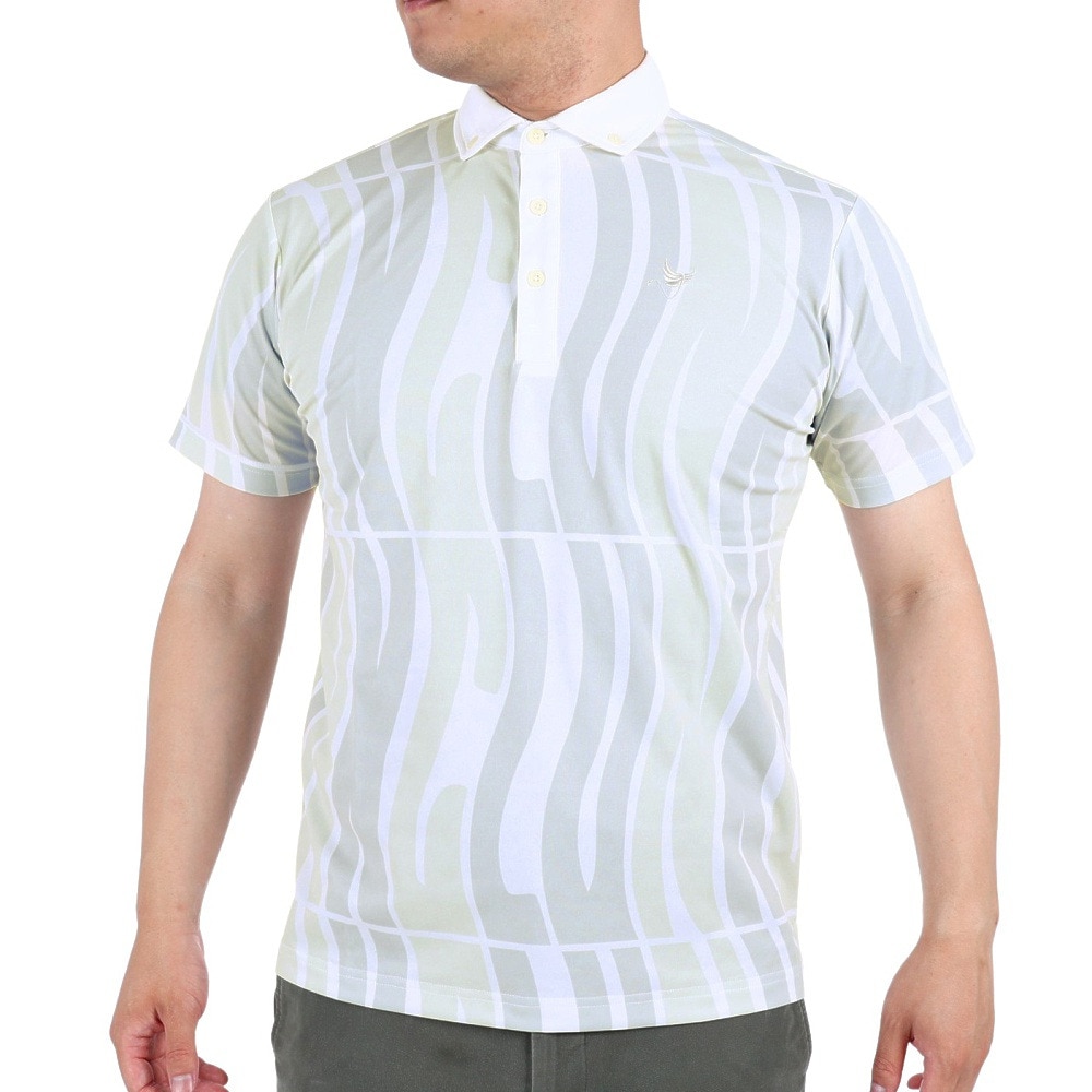 クランク（CLUNK）（メンズ）ゴルフウェア 冷感 吸汗速乾 氷撃総柄PT 半袖ポロシャツ CL5MTG21 GRY.