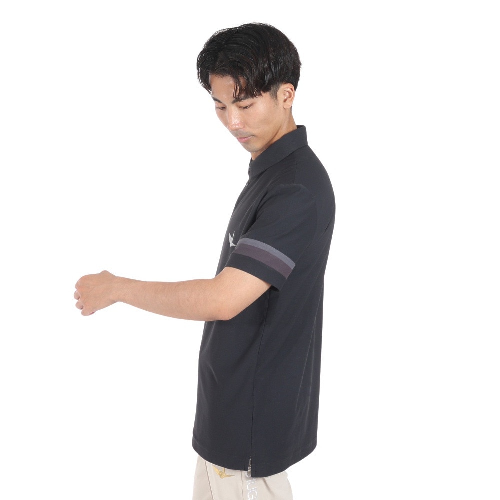 ウノ ピゥ ウノ ウグァーレ トレ（1PIU1UGUALE3）（メンズ）ゴルフウェア ARM LINE 半袖ポロシャツ GRT090 BLK