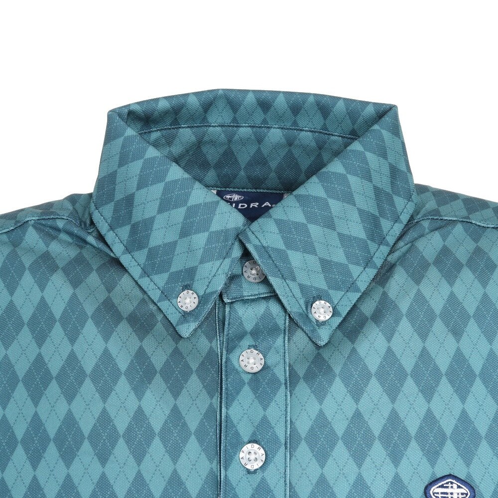 フィドラ（FIDRA）（メンズ）ゴルフウェア 吸水 速乾 アーガイル ボタンダウン半袖 ポロシャツ FD5MTG65 DGRN