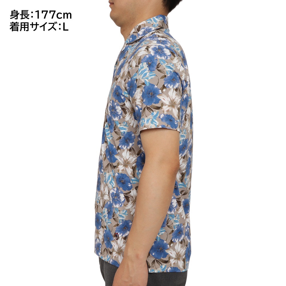 ストリンガ（stringa）（メンズ）ゴルフウェア ストレッチ 花柄 速乾 形状記憶 Pollo corte 半袖 ポロシャツ POLOT 02PT21beg