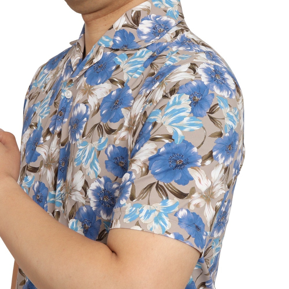 ストリンガ（stringa）（メンズ）ゴルフウェア ストレッチ 花柄 速乾 形状記憶 Pollo corte 半袖 ポロシャツ POLOT 02PT21beg