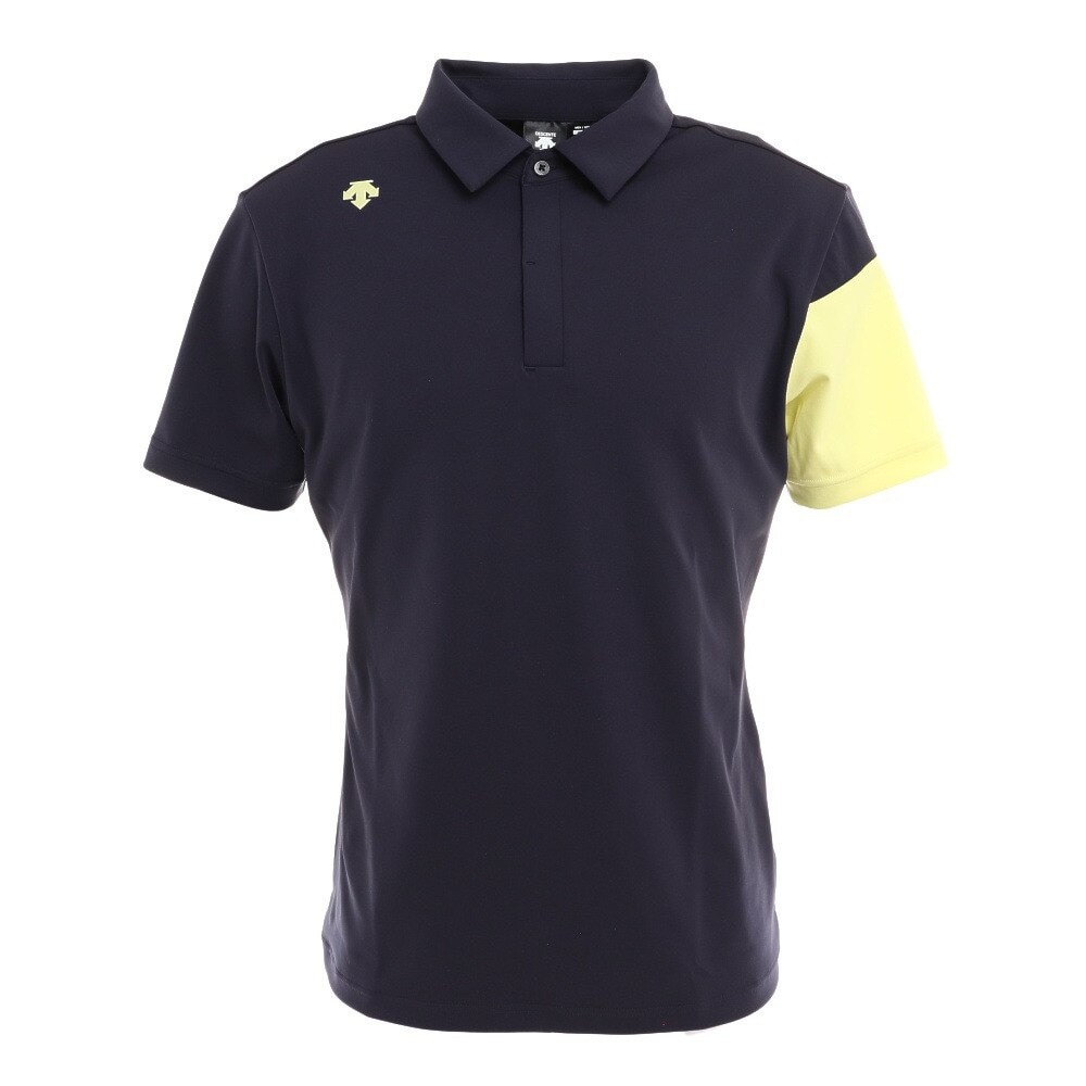 デサントゴルフ ゴルフウェア 半袖 吸汗 速乾 UV UPF50+ ストレッチ リサイクルスムース切り替えシャツ DGMTJA02 NV00 Ｌ 48 ゴルフの画像