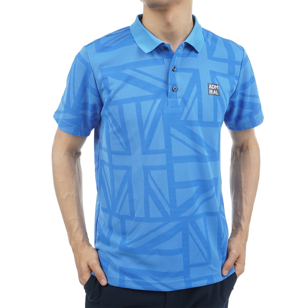 アドミラル ゴルフ ゴルフウェア ユニオンジャック ジャガード 半袖ポロシャツ ADMA308-BLU Ｍ 40 ゴルフ