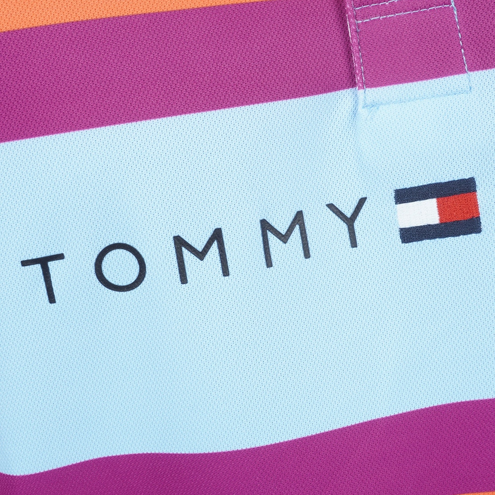 トミー ヒルフィガー ゴルフ（TOMMY HILFIGER GOLF）（メンズ）ゴルフウェア ストライプ 半袖ラガーシャツ THMA302-SAX