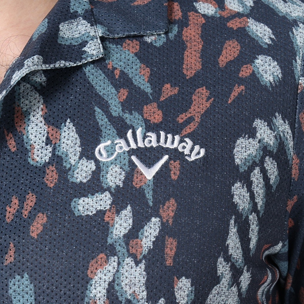 キャロウェイ（CALLAWAY）（メンズ）ゴルフウェア 半袖開襟シャツ かざあなメッシュ マルチカラープリントメッシュカノコ C23134123-1120