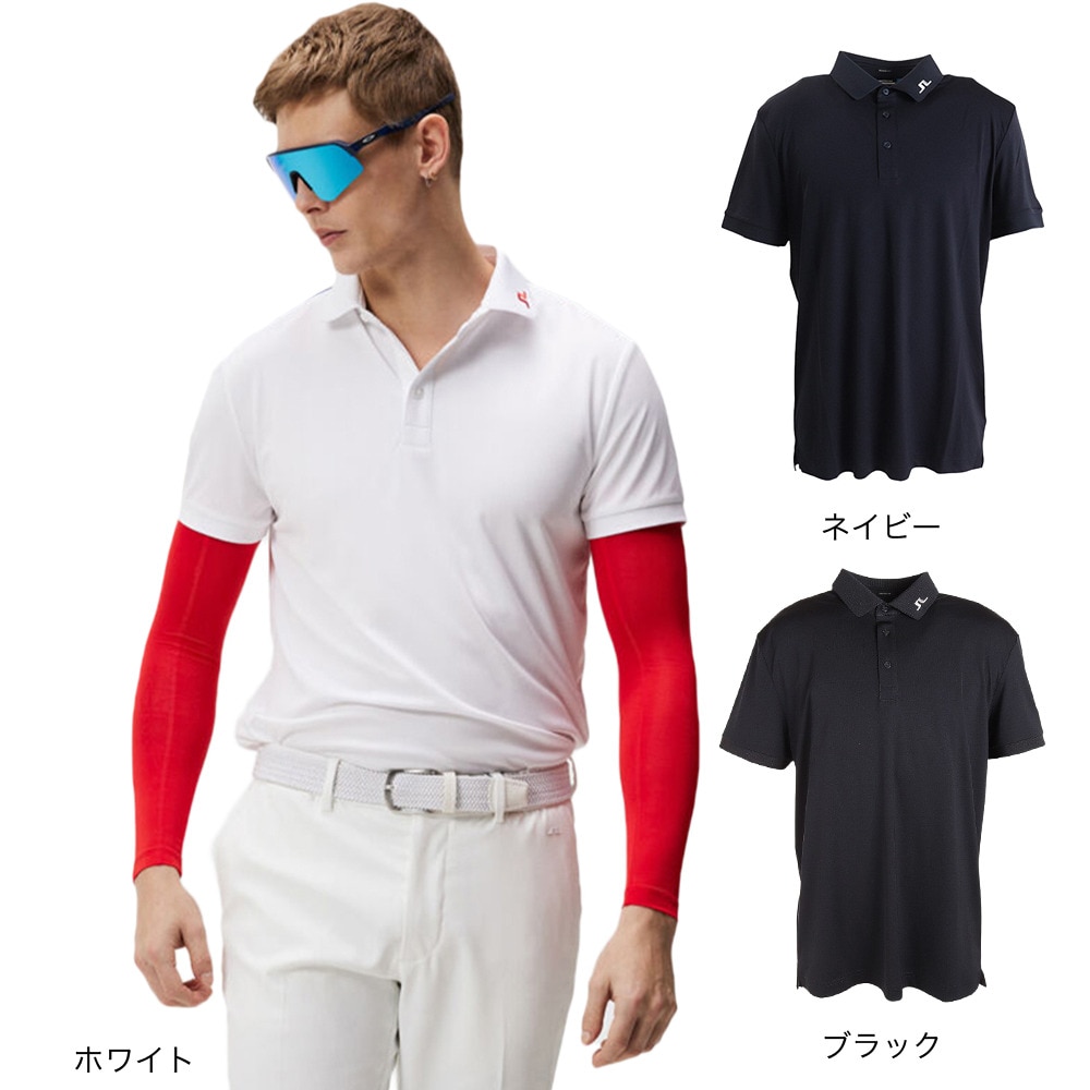 J.LINDEBERG（メンズ）ゴルフウェア 吸水 速乾 Jeff Reg Fit バックブリッジカラーブロック半袖シャツ 071-28442-019