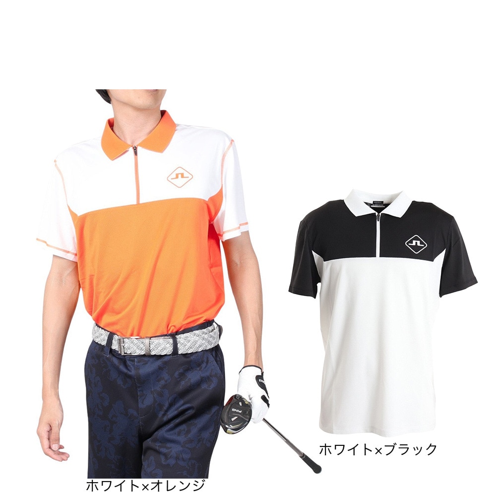 J.LINDEBERG（メンズ）ゴルフウェア 吸水 速乾 Albin ジップアップ 半袖ポロシャツ 071-28447-035