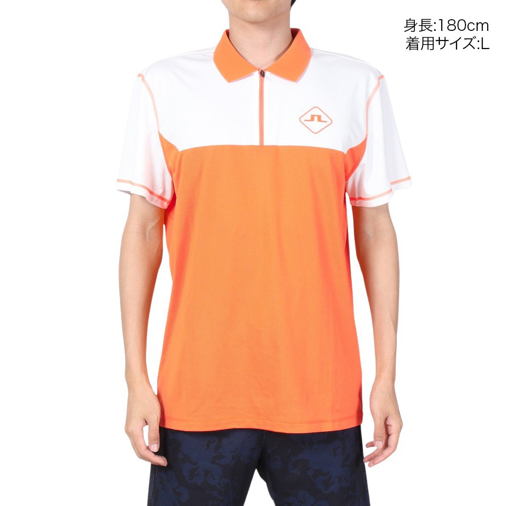 J.LINDEBERG（メンズ）ゴルフウェア 吸水 速乾 Albin ジップアップ 半袖ポロシャツ 071-28447-035