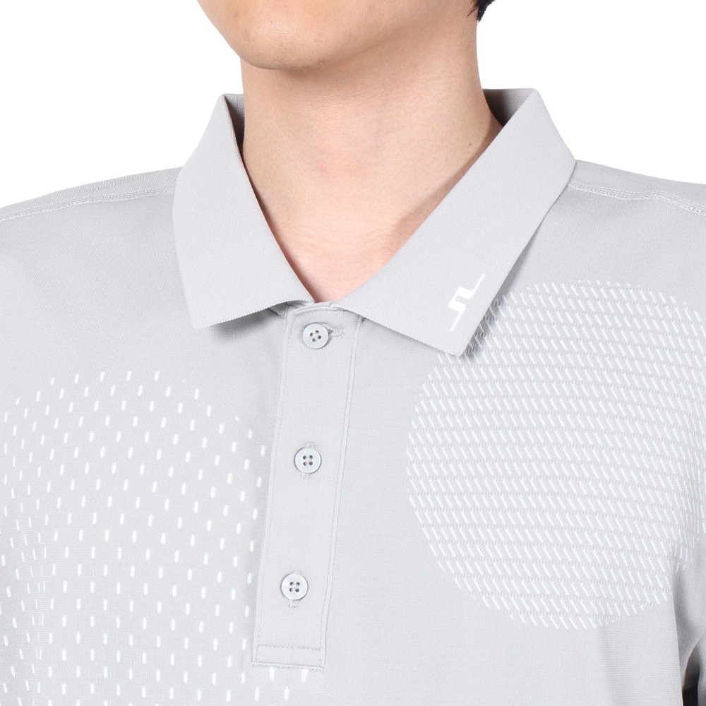 J.LINDEBERG（メンズ）ゴルフウェア 速乾 冷却 Nate アートワーク シームレス 襟ロゴ 半袖ポロシャツ 071-28454-013
