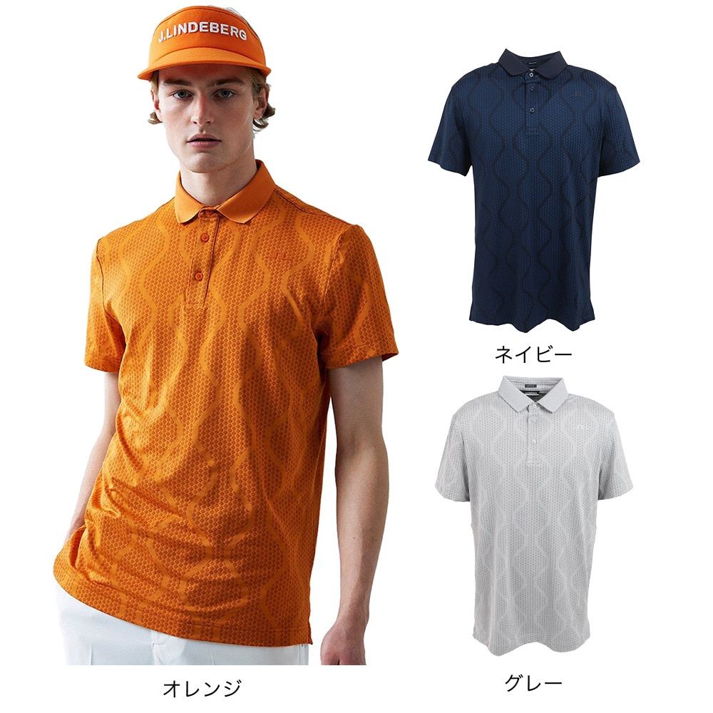J.LINDEBERG（メンズ）ゴルフウェア 吸汗 速乾 アートワーク半袖シャツ 071-28457-035