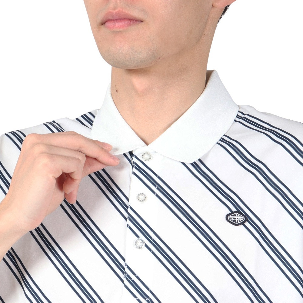 フィドラ（FIDRA）（メンズ）ゴルフウェア  レジメンタル半袖ポロシャツ FD5PTG09 WHT