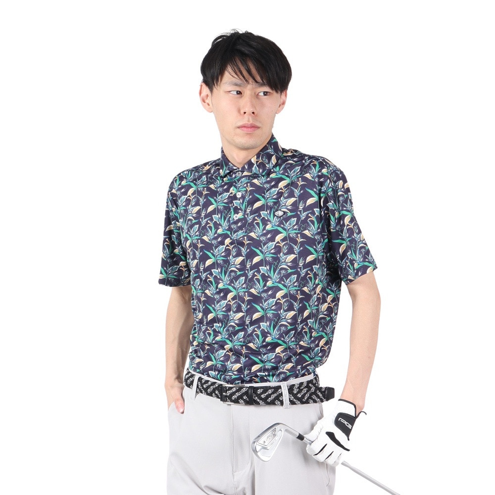 フィドラ（FIDRA）（メンズ）ゴルフウェア シックボタニカル半袖ポロシャツ FD5PTG13 NVY