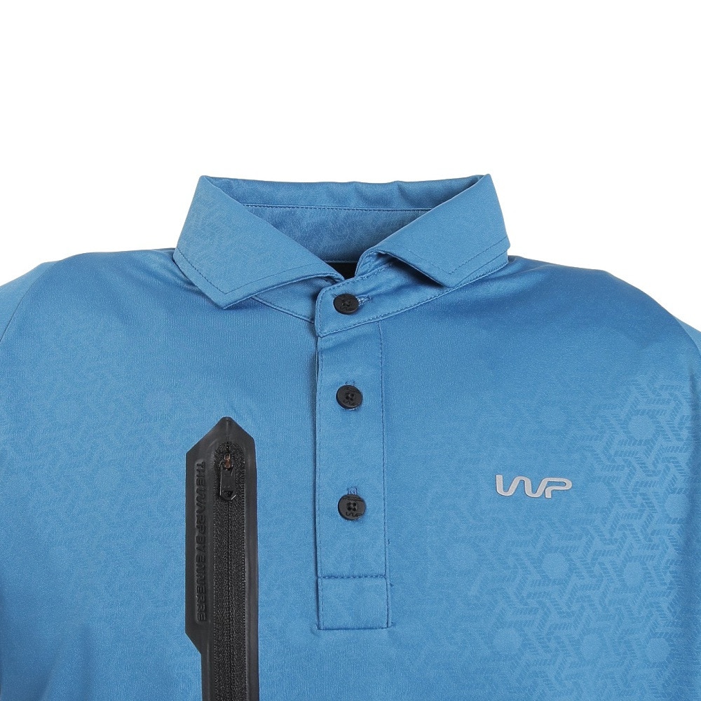 ザ・ワープ・バイ・エネーレ（The Warp By Ennerre）（メンズ）ゴルフウェア 吸汗 速乾 エンボス 半袖ポロシャツ WG5PTG14 BLU