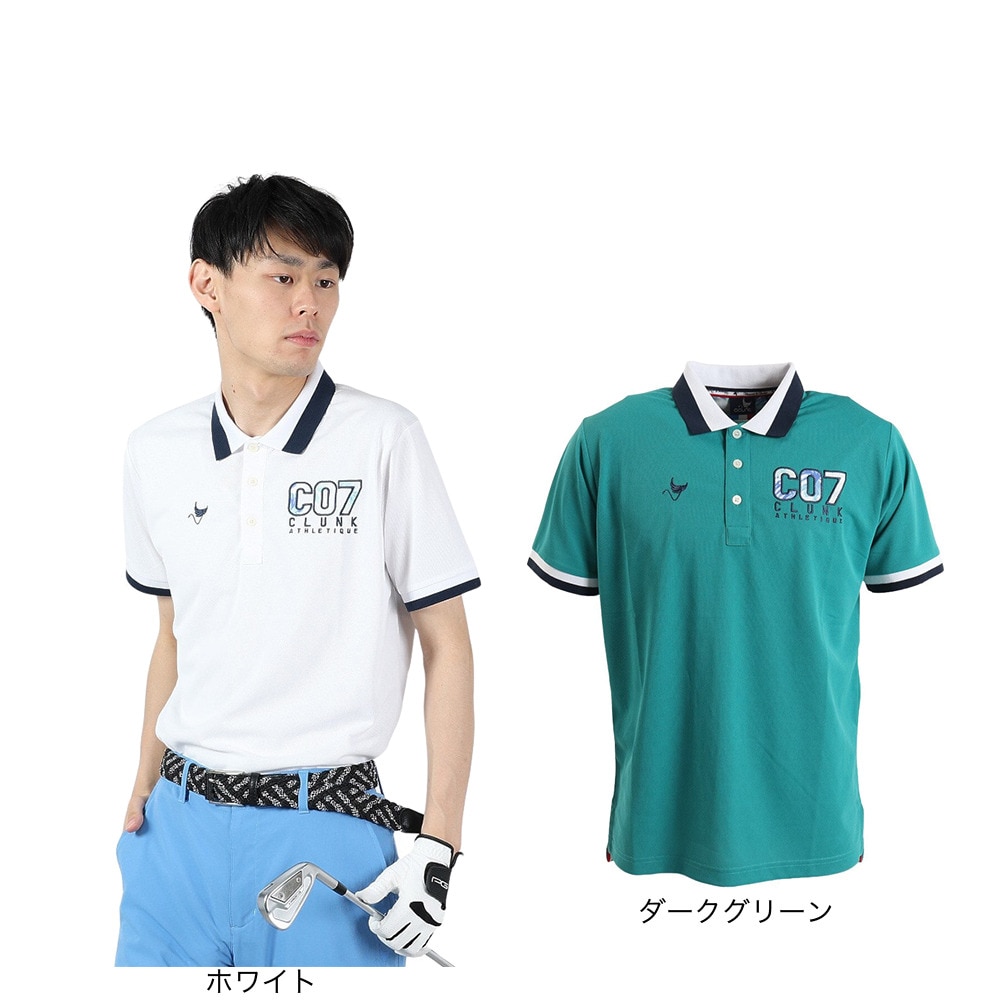 クランク（CLUNK）（メンズ）ゴルフウェア 接触冷感 吸汗 速乾 半袖ポロシャツ CL5PTG17 WHT