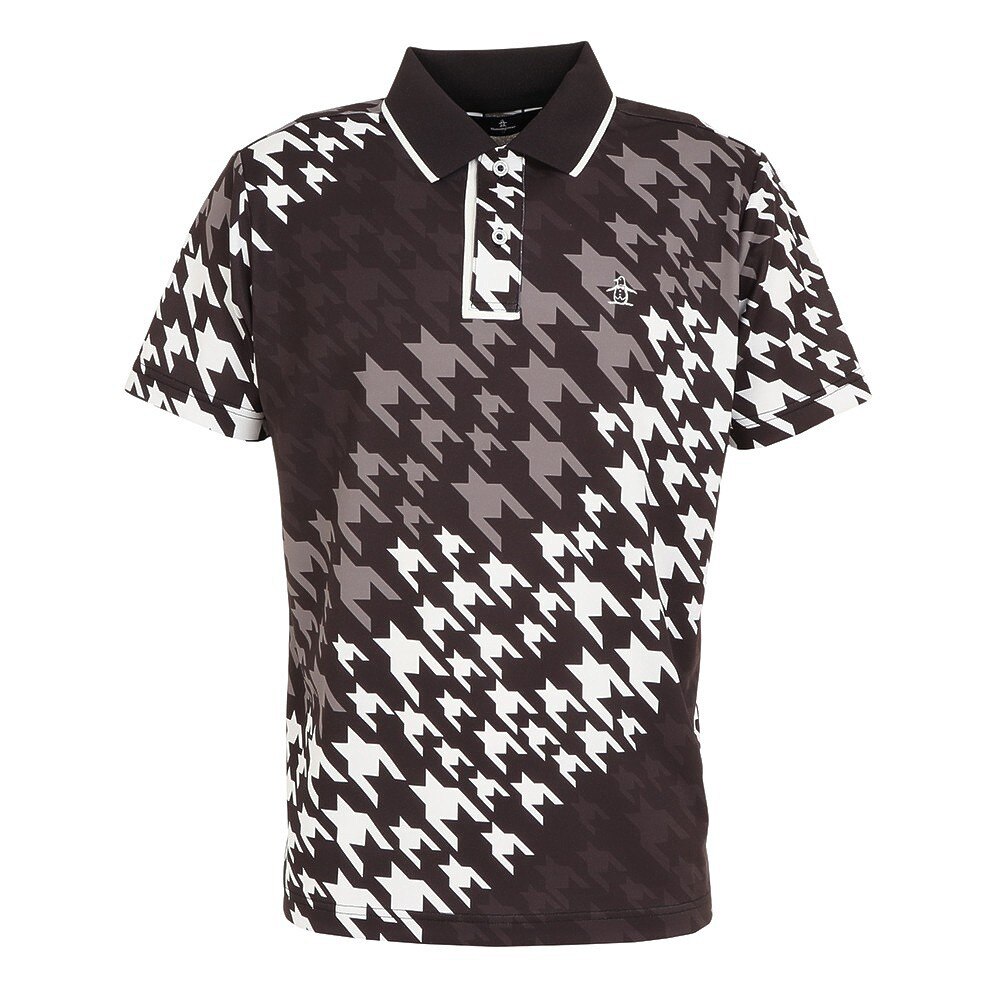 マンシングウエア（MUNSING WEAR）（メンズ）ゴルフウェア SUNSCREENビッグハウンドトゥースグラデーション総柄シャツ MGMVJA01CH BK00