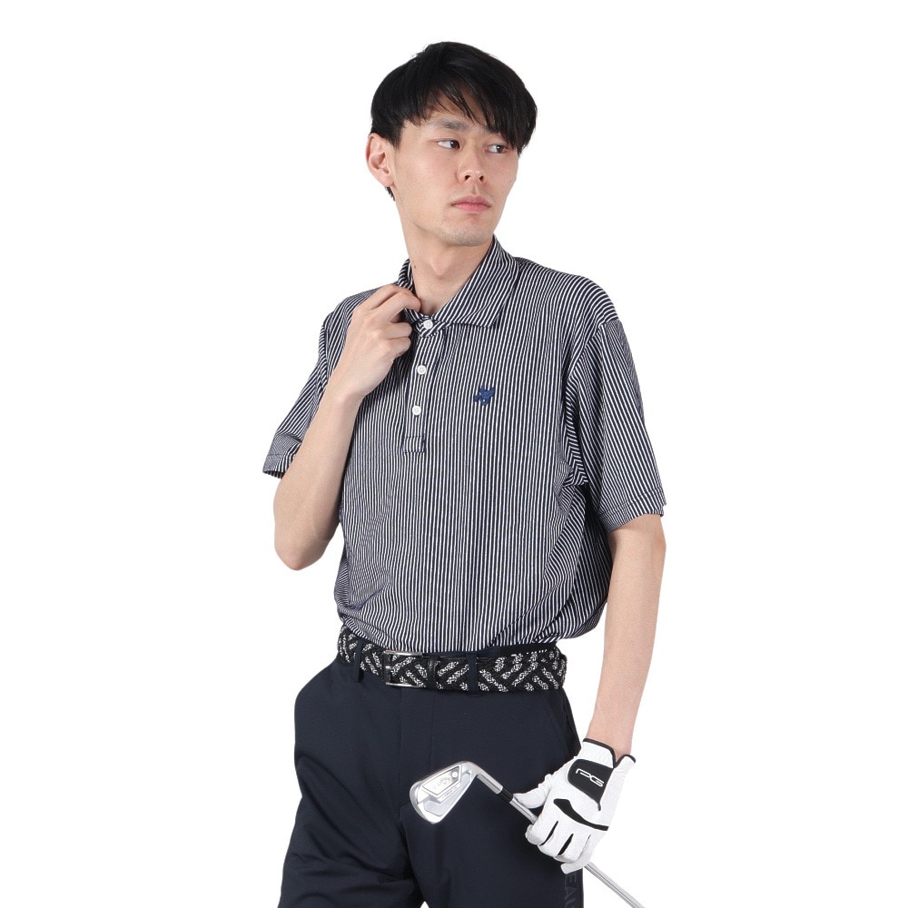 クランク（CLUNK）（メンズ）ゴルフウェア 半袖 シアサッカーポロシャツ CL5PTG23 NVY
