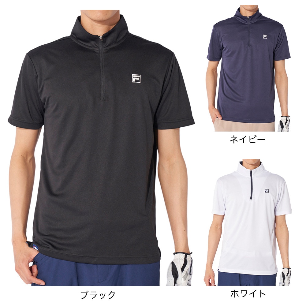 フィラ（FILA）（メンズ）ゴルフウェア ジップ半袖シャツ 742686Y-BK