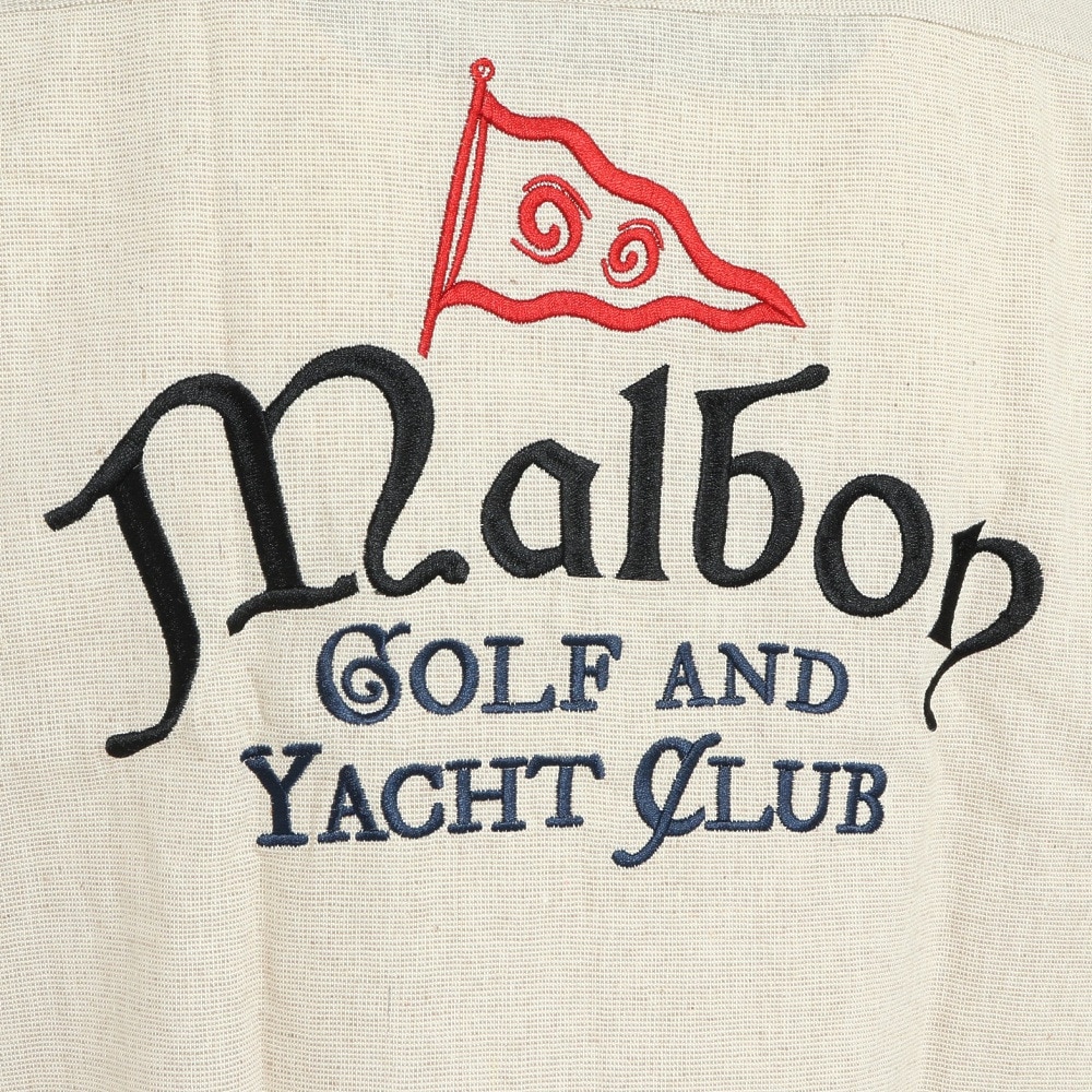 マルボンゴルフ（Malbon Glolf）（メンズ）ゴルフウェア Linen 半袖 シャツ M-7535-SAN
