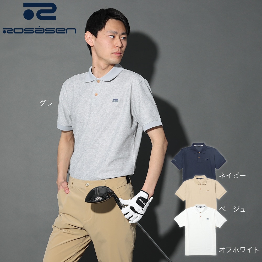 ROSASEN（メンズ）ゴルフウェア 吸水速乾 T/C鹿の子半袖ポロ 044-21242-098