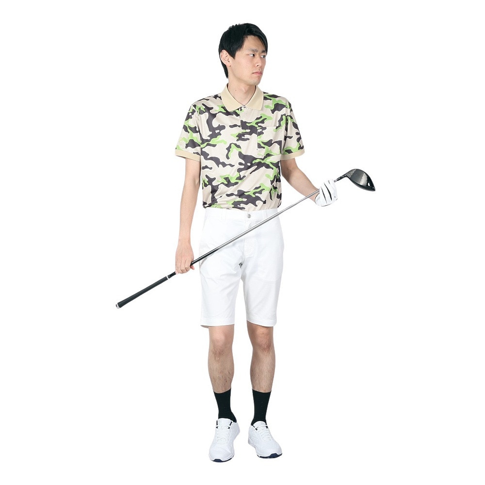 ROSASEN（メンズ）ゴルフウェア クールコア カモフラプリント 半袖ポロシャツ 044-21342-051