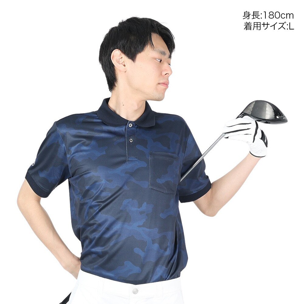ROSASEN（メンズ）ゴルフウェア クールコアカモフラプリント半袖ポロシャツ 044-21342-098