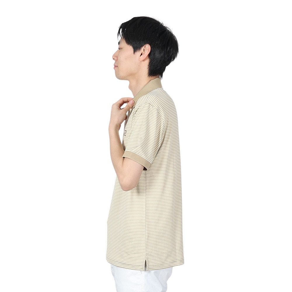 ROSASEN（メンズ）ゴルフウェア 吸水速乾 ストレッチボーダー 半袖ポロシャツ 044-21343-052