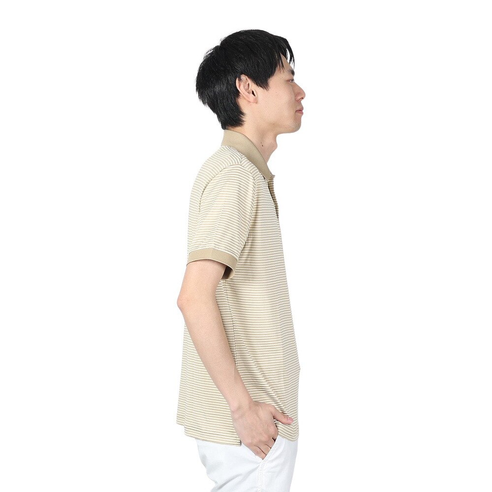 ROSASEN（メンズ）ゴルフウェア 吸水速乾 ストレッチボーダー 半袖ポロシャツ 044-21343-052
