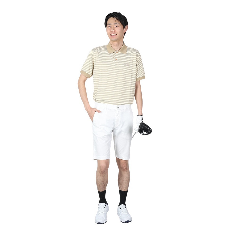 ROSASEN（メンズ）ゴルフウェア 吸水速乾 ストレッチボーダー 半袖ポロシャツ 044-21343-052