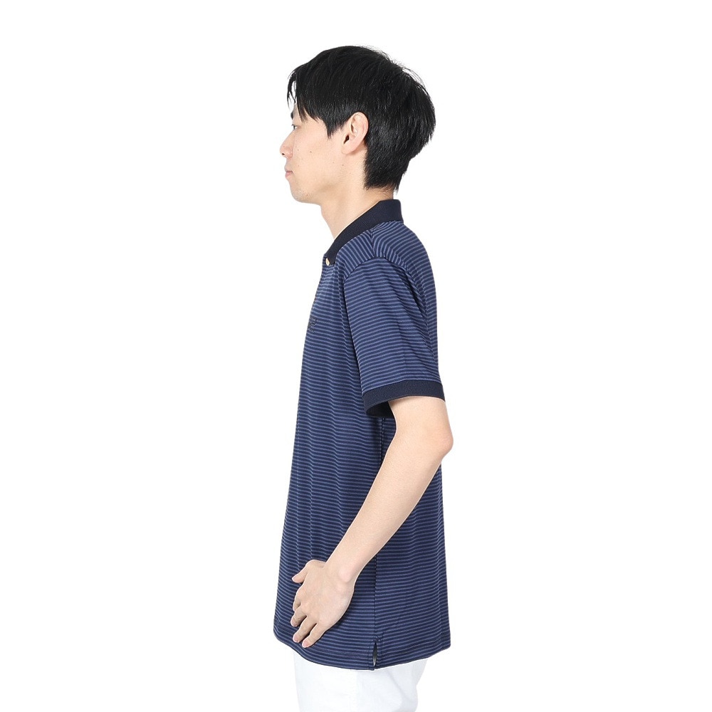ROSASEN（メンズ）ゴルフウェア 吸水速乾 ストレッチボーダー半袖ポロシャツ 044-21343-098