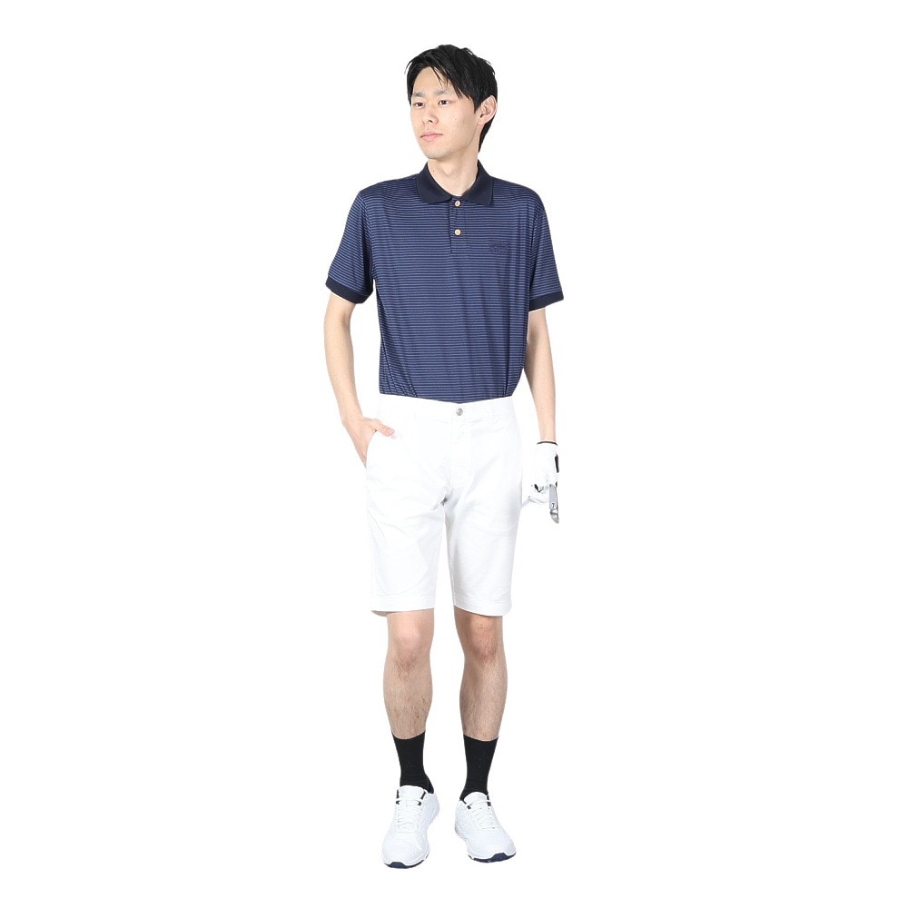 ROSASEN（メンズ）ゴルフウェア ストレッチボーダー半袖ポロシャツ 044-21343-098