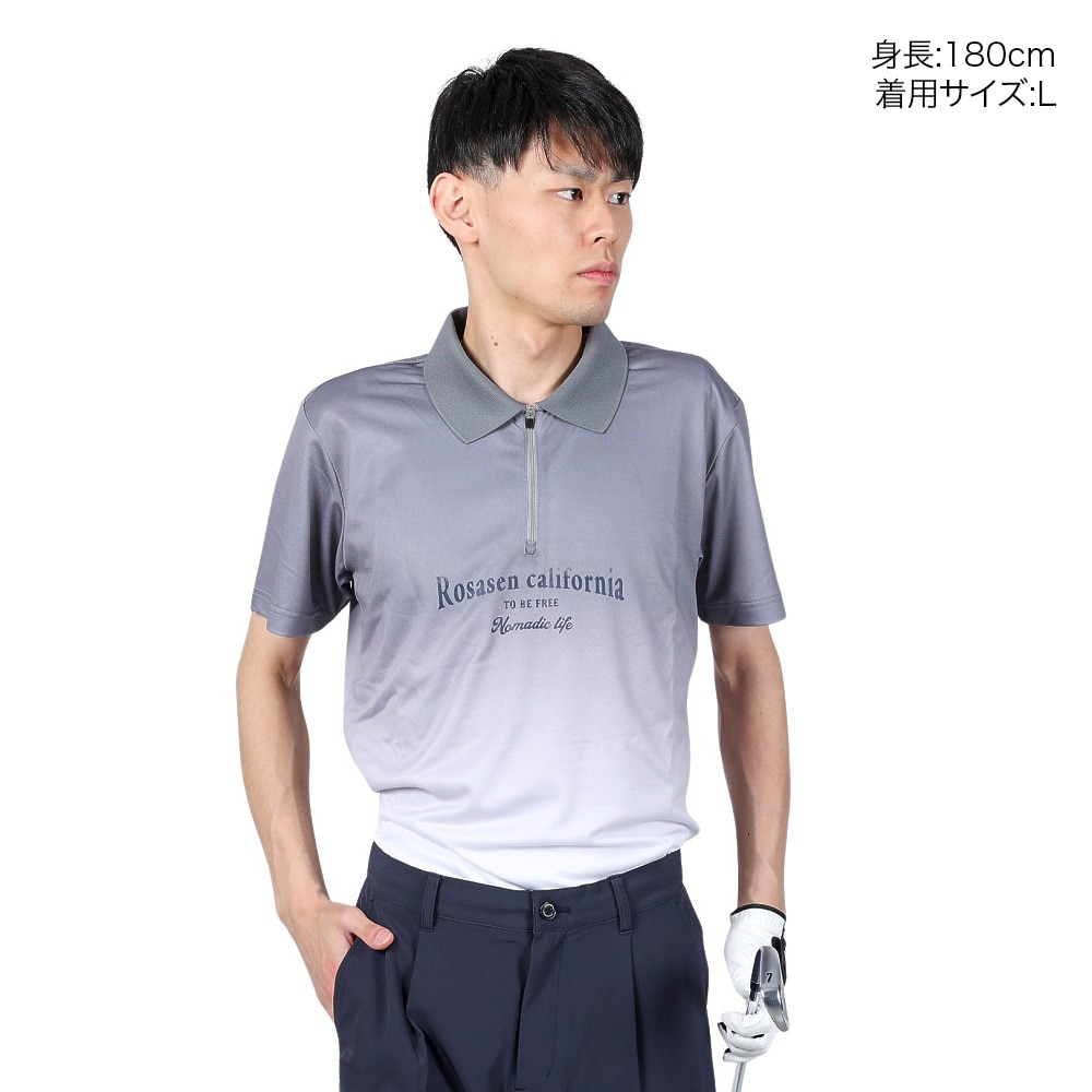 ROSASEN（メンズ）ゴルフウェア 吸水速乾 メランジ調カノコ半袖シャツ 044-21445-013