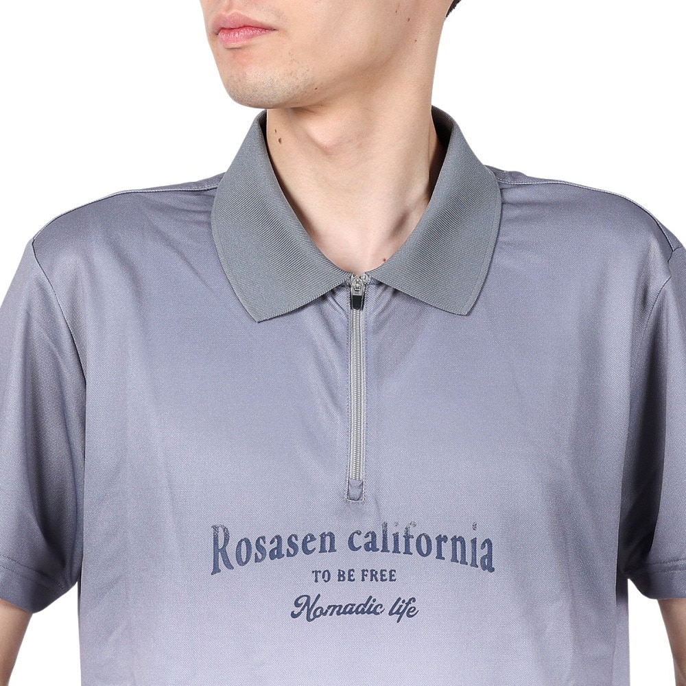 ROSASEN（メンズ）ゴルフウェア 吸水速乾 メランジ調カノコ半袖シャツ 044-21445-013