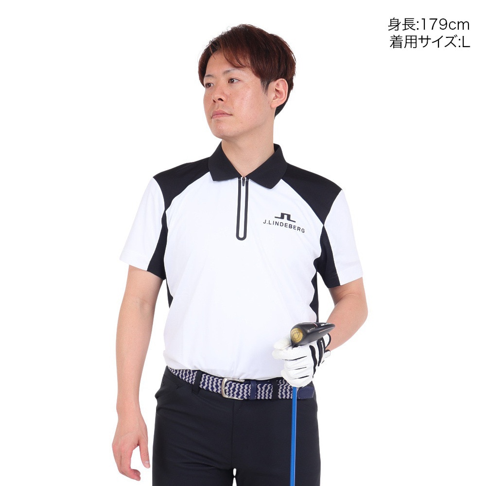 J.LINDEBERG（メンズ）ゴルフウェア 半袖 吸水速乾 Arch Tour Golf ハーフジップポロ 071-21251-004