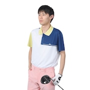 J.LINDEBERG（メンズ）ゴルフウェア 吸水速乾 カラーブロック半袖ポロ 071-21451-004
