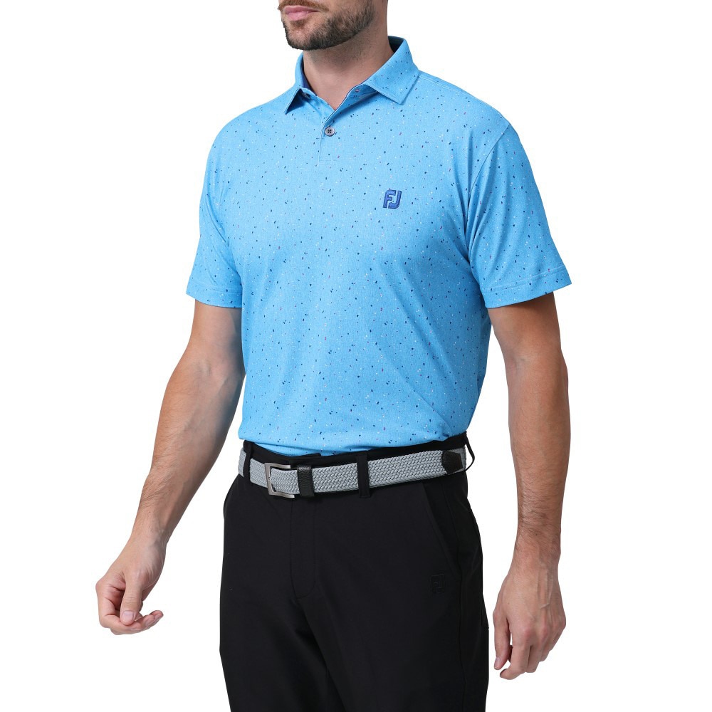 フットジョイ（FOOT JOY）（メンズ）ゴルフウェア ツイードパターンプリント半袖シャツ 81766 FJ-S24-S19