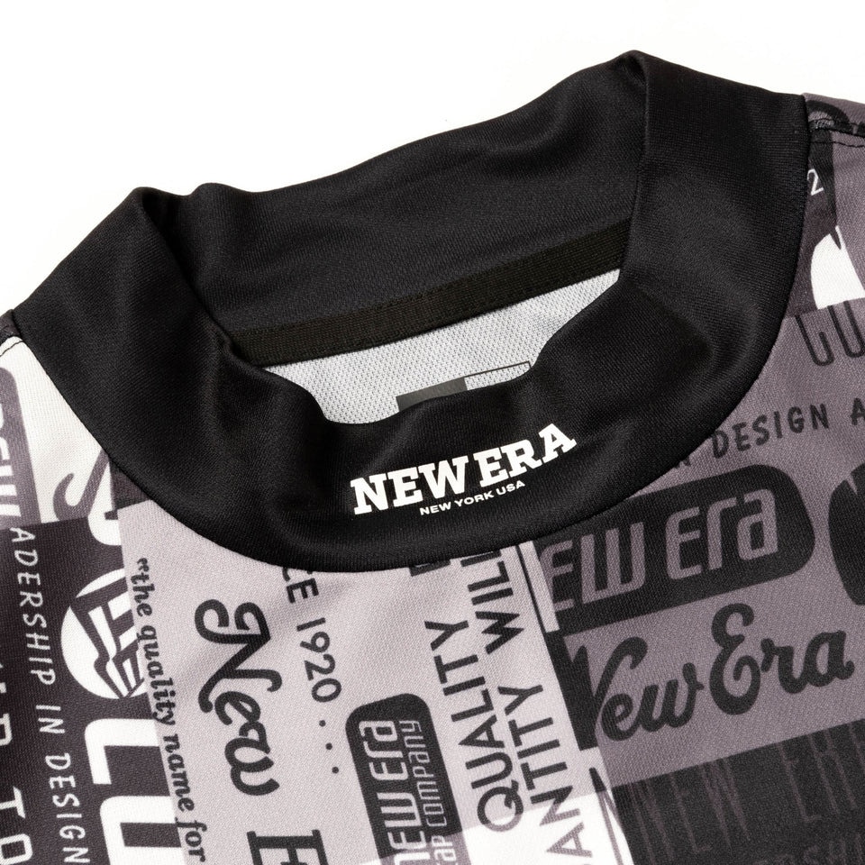 ニューエラ（NEW ERA）（メンズ、レディース）ゴルフウェア 半袖 吸汗速乾 ミッドネック Tシャツ アーカイブ オールオーバーロゴ 14311413