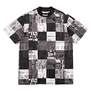 ニューエラ（NEW ERA）（メンズ、レディース）ゴルフウェア 半袖 ミッドネック Tシャツ アーカイブ オールオーバーロゴ 14311413