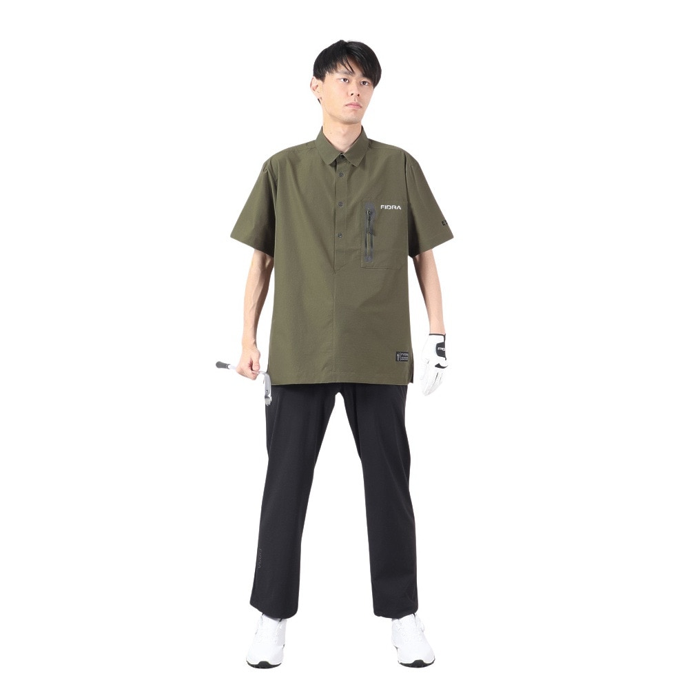 フィドラ（FIDRA）（メンズ）ゴルフウェア 半袖 ウーブンシャツ FV5RTY17 KHK